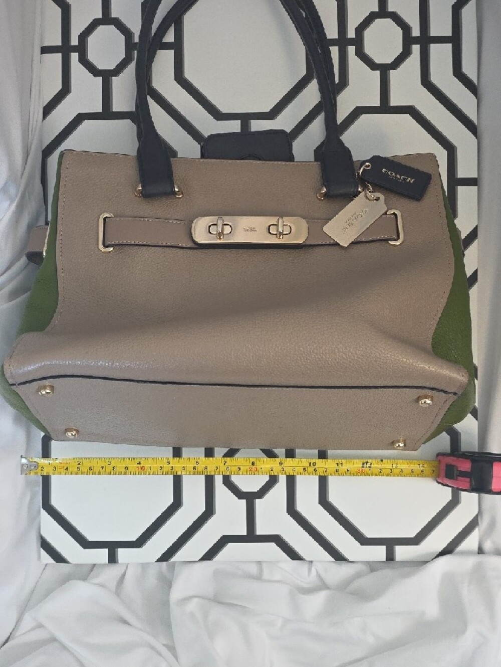 Coach Taupe, Green & Navy with Gold Hardware - Picture 9 of 9